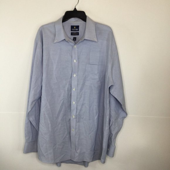 Stafford Other - Stafford Button-Up Shirt Men 18 (36-37) Blue Chambray Regular Fit Long Sleeve